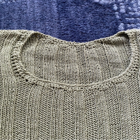 🌿 CASUAL GREEN CROCHET KNIT SHIRT SLEEVE TOP! - Picture 8 of 10